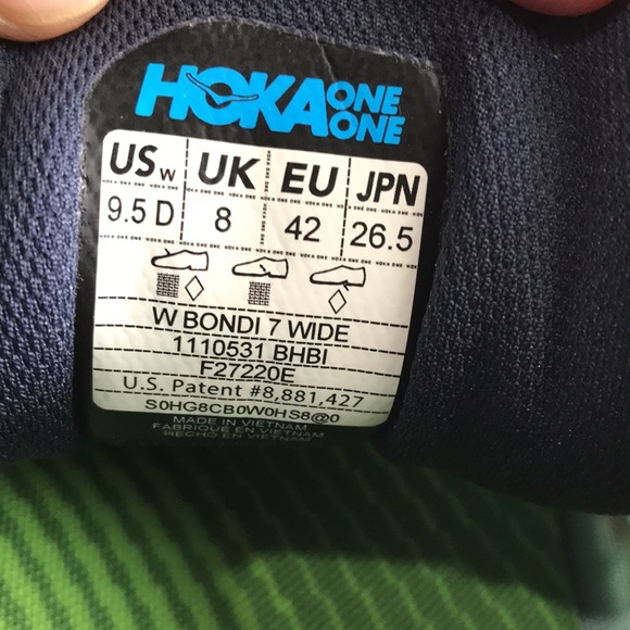 Hoka One One Bondi 7 Sz 9.5 Wide Shoes Blue Haze - Picture 11 of 12